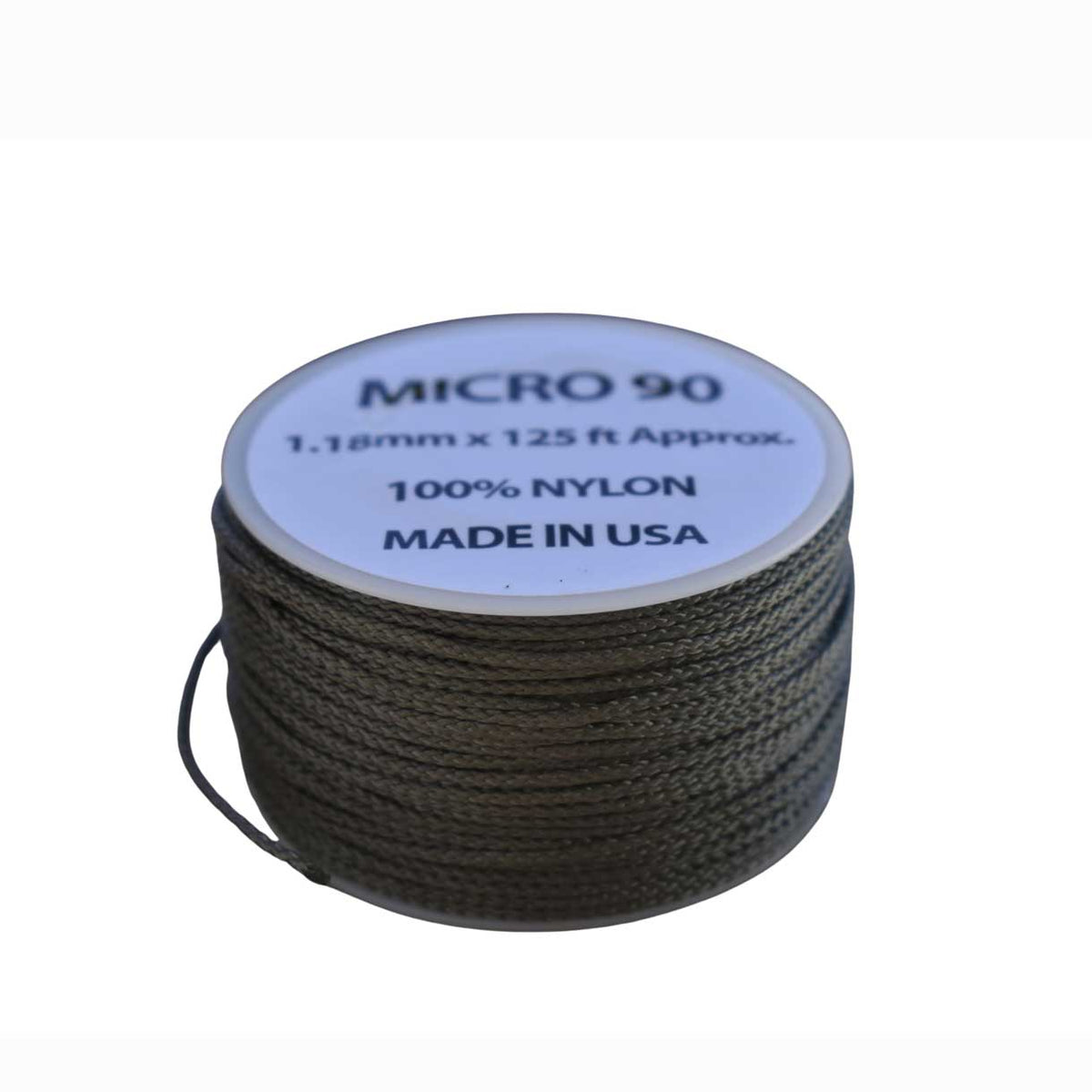 1.18 mm (3/64”) Micro Cord Foliage Green Made in the USA Nylon/Nylon (125 ft) El Wood Braiding Co