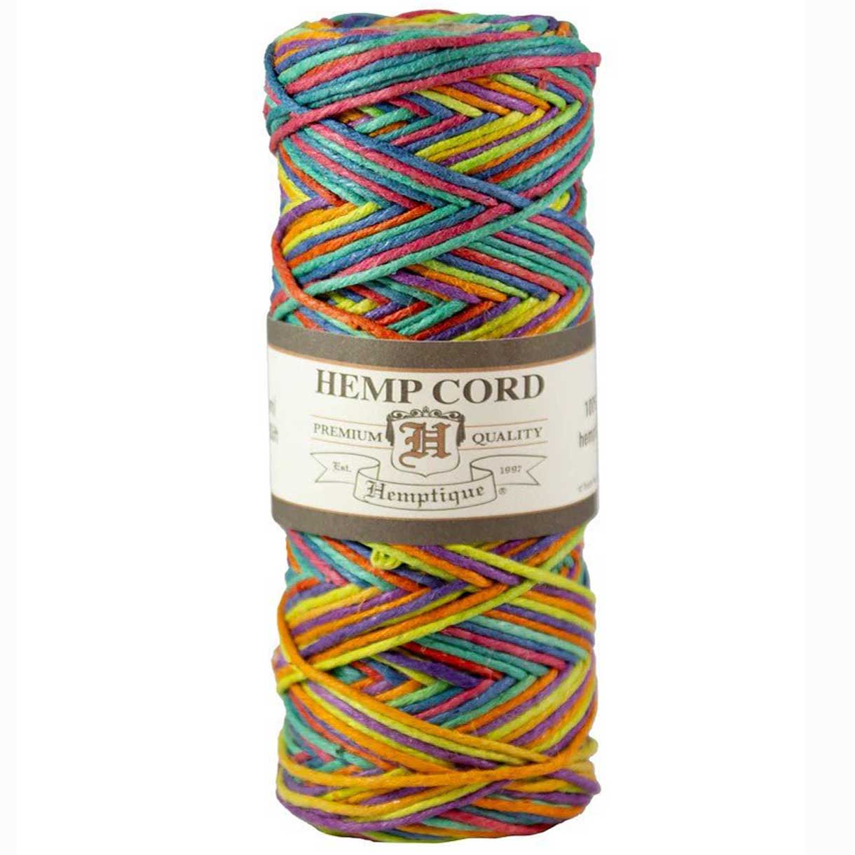 1.8 mm (5/64") Rainbow Variegated Hemp Twine/Cord Spool 62.5 m (205 ft)