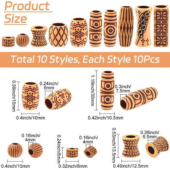 100 Pcs 10 Styles Imitation Wood Acrylic Bead/Charm (1 set) 280-