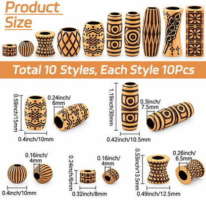 100 Pcs 10 Styles Imitation Wood Acrylic Bead/Charm (1 set) 280-