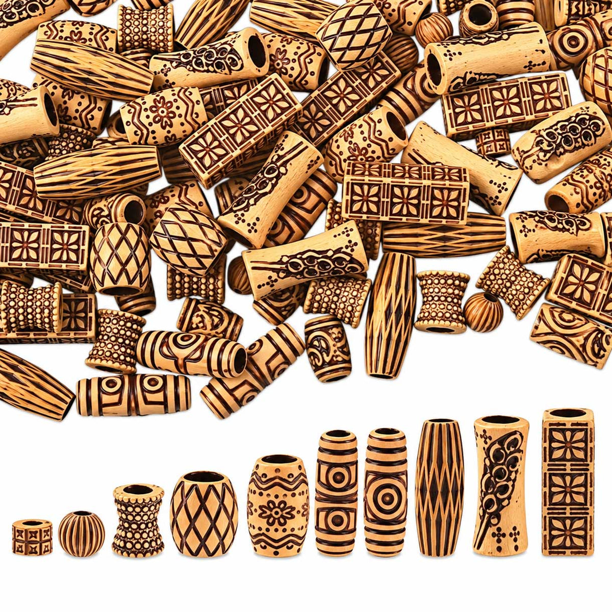 100 Pcs 10 Styles Imitation Wood Acrylic Bead/Charm (1 set) 280-