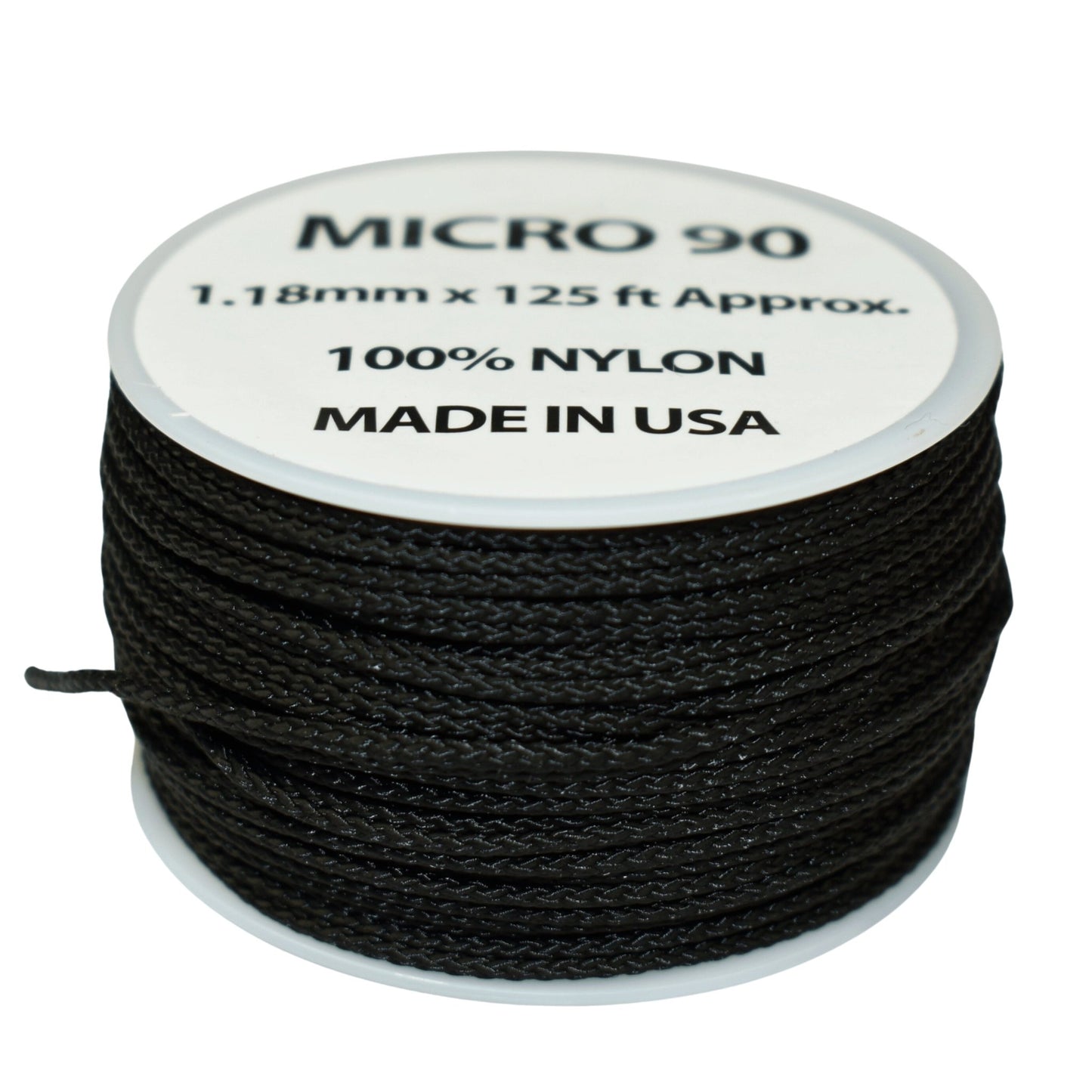 1.12mm (3/64”) Micro Cord Jet Black Made in the USA Nylon/Nylon - Paracord Galaxy