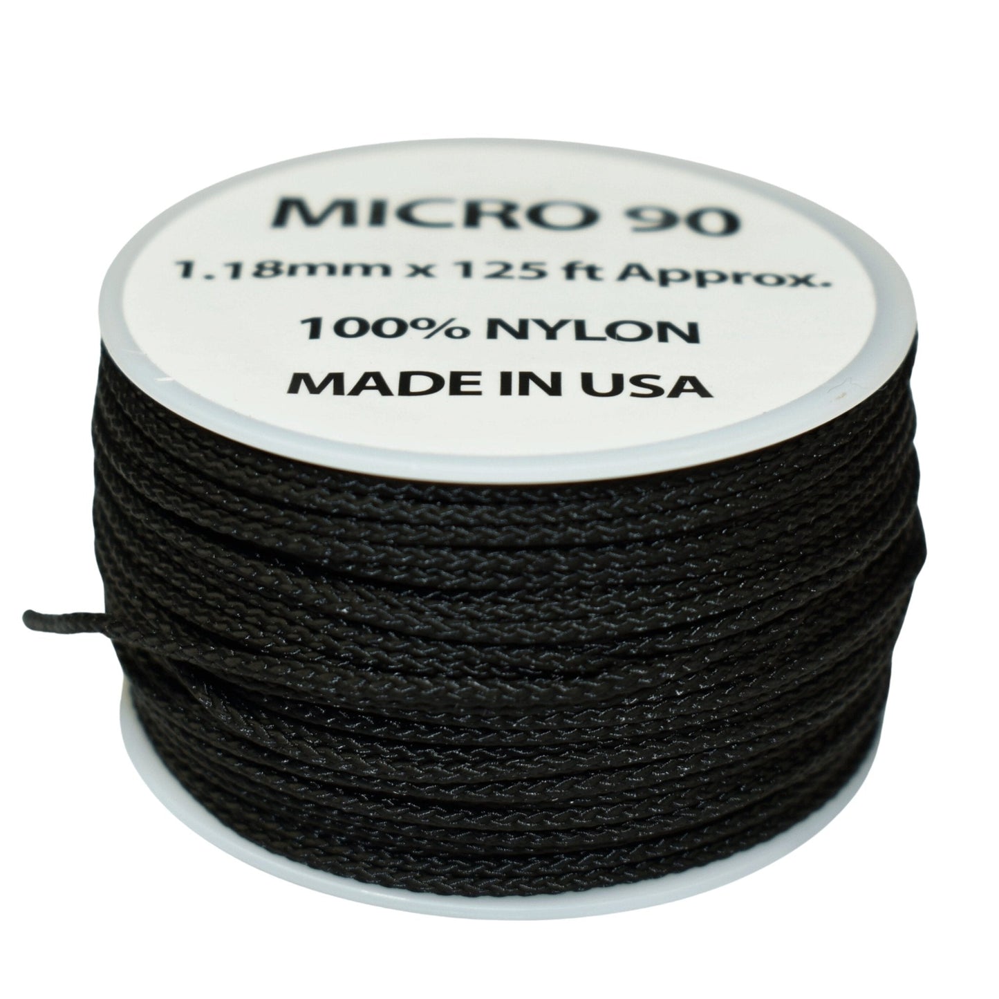 1.18 mm (3/64”) Micro Cord Jet Black Made in the USA Nylon/Nylon - Paracord Galaxy