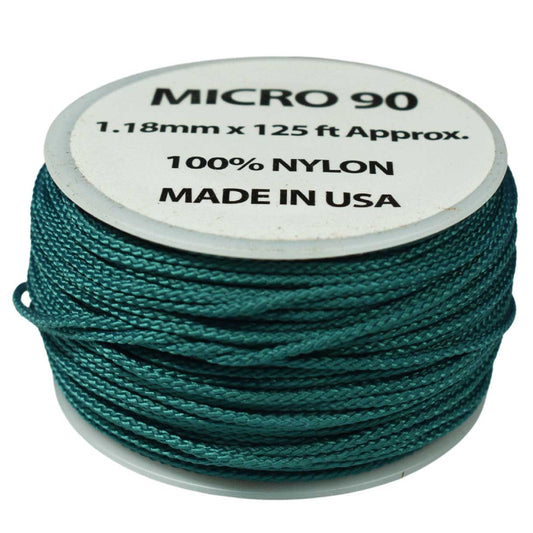 1.18 mm (3/64”) Micro Cord Teal Blue Made in the USA Nylon/Nylon  (125 ft)