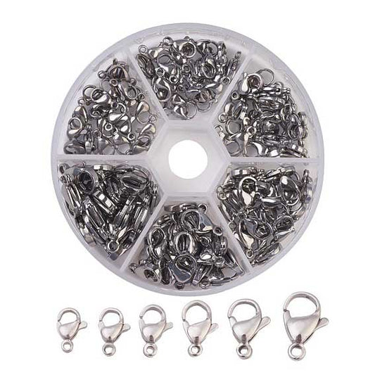 120 Pcs 304 Stainless Steel Variety Lobster Claw Set