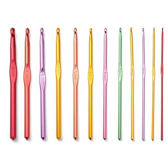 12 Pcs Aluminum Crochet Hook/Needles (1 Set)