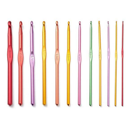 12 Pcs Aluminum Crochet Hook/Needles (1 Set)