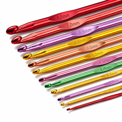 12 Pcs Aluminum Crochet Hook/Needles (1 Set) 280-