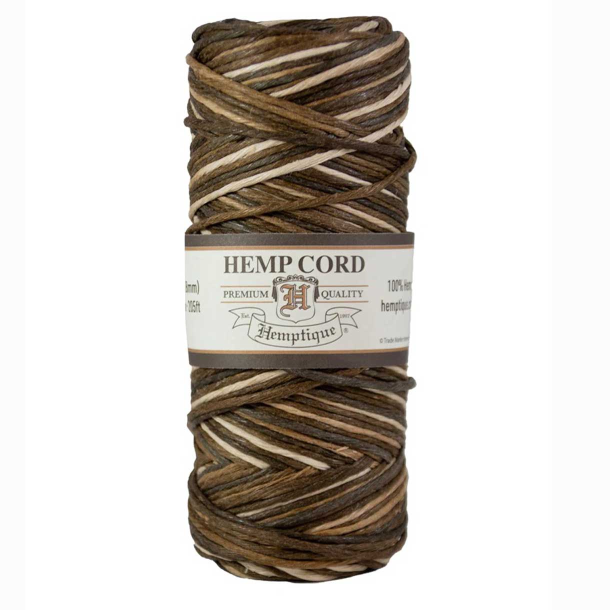 1.8 mm (5/64") Earthy Variegated Hemp Twine/Cord Spool 62.5 m (205 ft)
