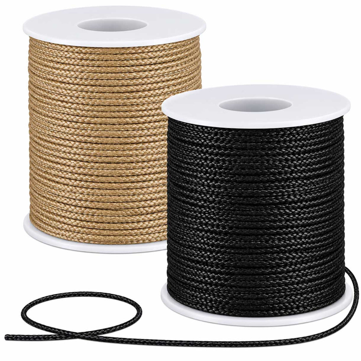 1 mm 2 Pcs 1 Color Each of Black and Burlywood Round Waxed Cotton Cord/Thread 100 yd (91.4 m)/Roll 280-