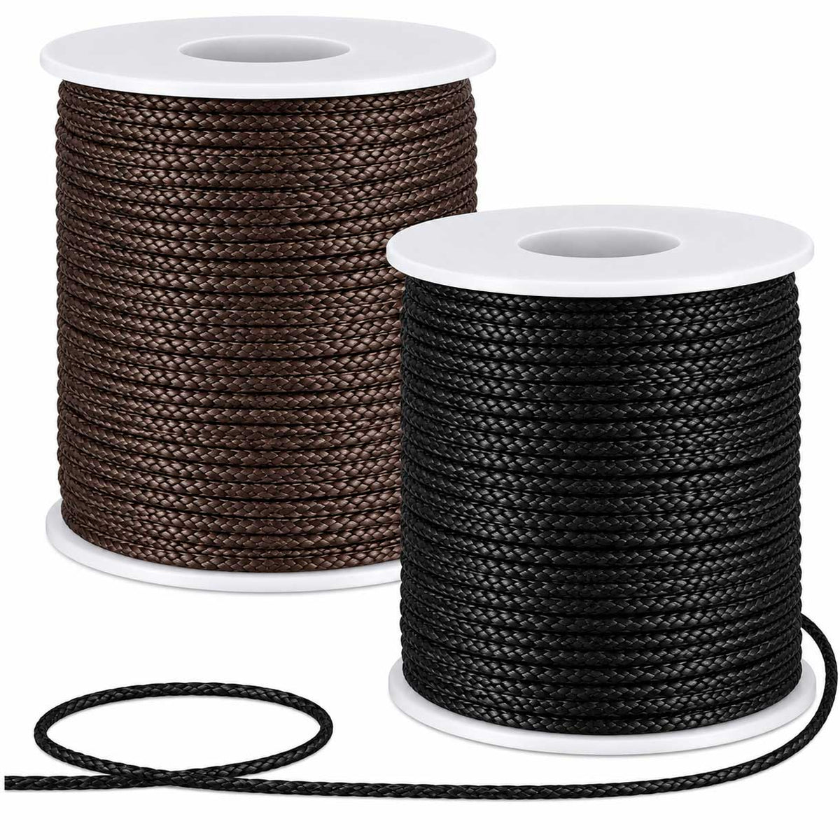 1 mm 2 Pcs 1 Color Each of Black and Coconut Brown Round Waxed Cotton Cord/Thread 100 yd (91.4 m)/Roll 280-