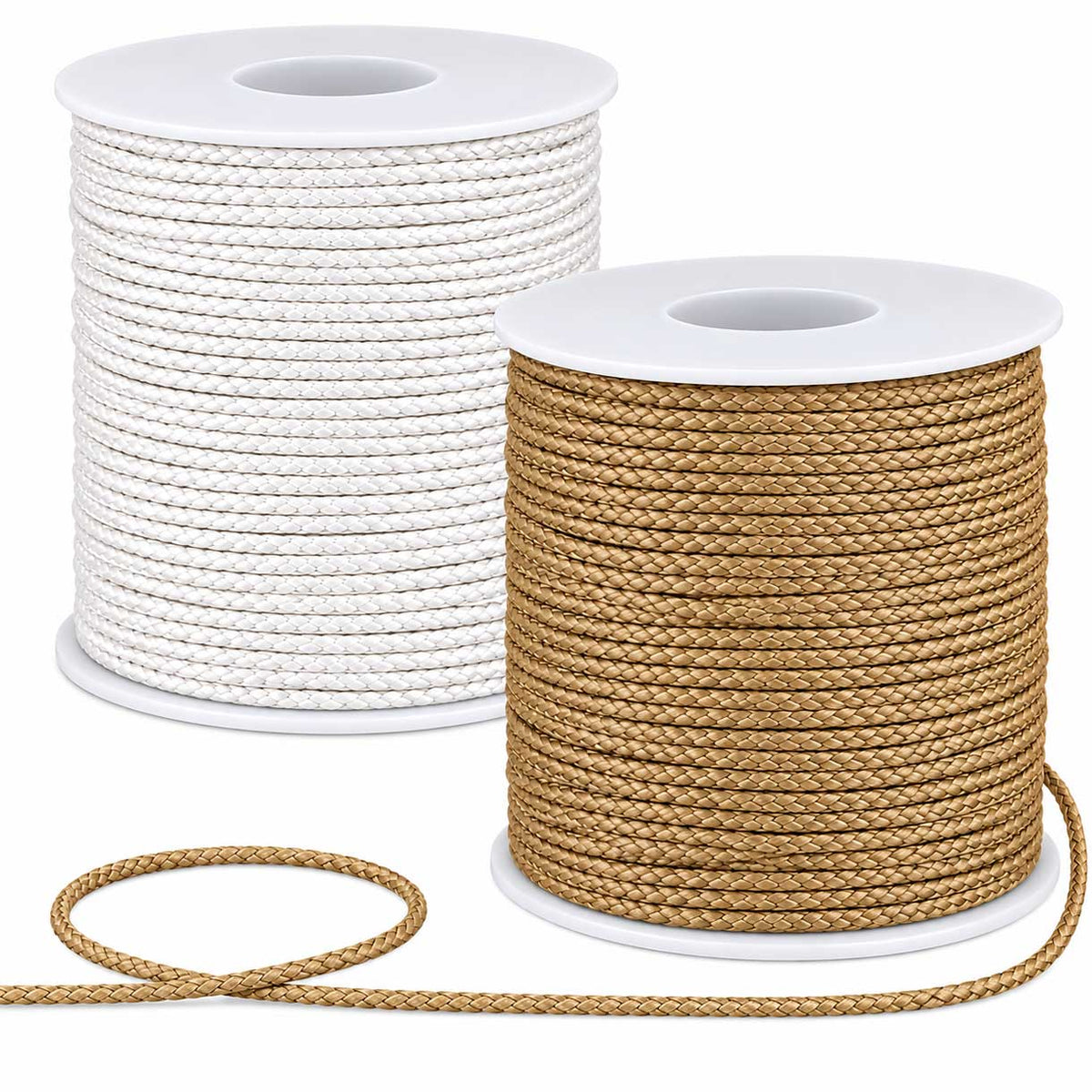 1 mm 2 Pcs 1 Color Each of Burlywood and Creamy White Round Waxed Cotton Cord/Thread 100 yd (91.4 m)/Roll 280-