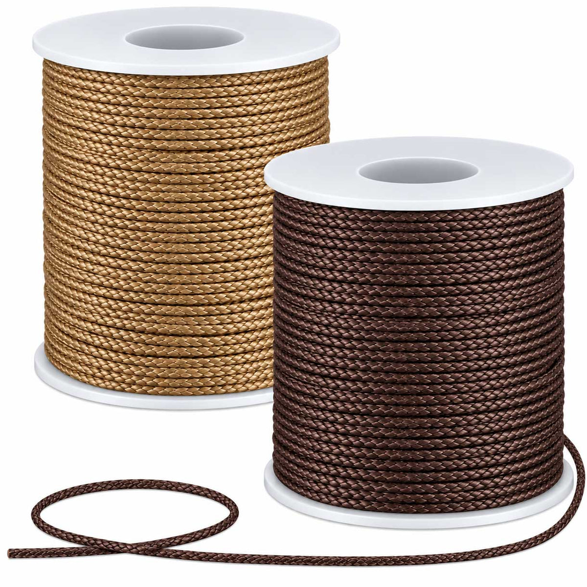 1 mm 2 Pcs 1 Color Each of Saddle Brown and Burlywood Round Waxed Cotton Cord/Thread 100 yd (91.4 m)/Roll 280-