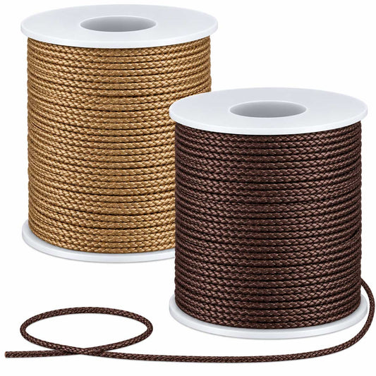 1 mm 2 Pcs 1 Color Each of Saddle Brown and Burlywood Round Waxed Cotton Cord/Thread 100 yd (91.4 m)/Roll 280-