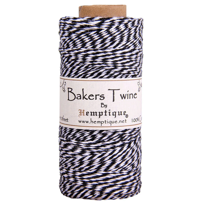 1 mm (3/64") Black and White Cotton Bakers Twine/Cord Spool 162-163