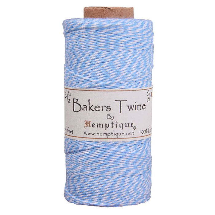 1 mm (3/64") Light Blue and White Cotton Bakers Twine/Cord Spool 162-166
