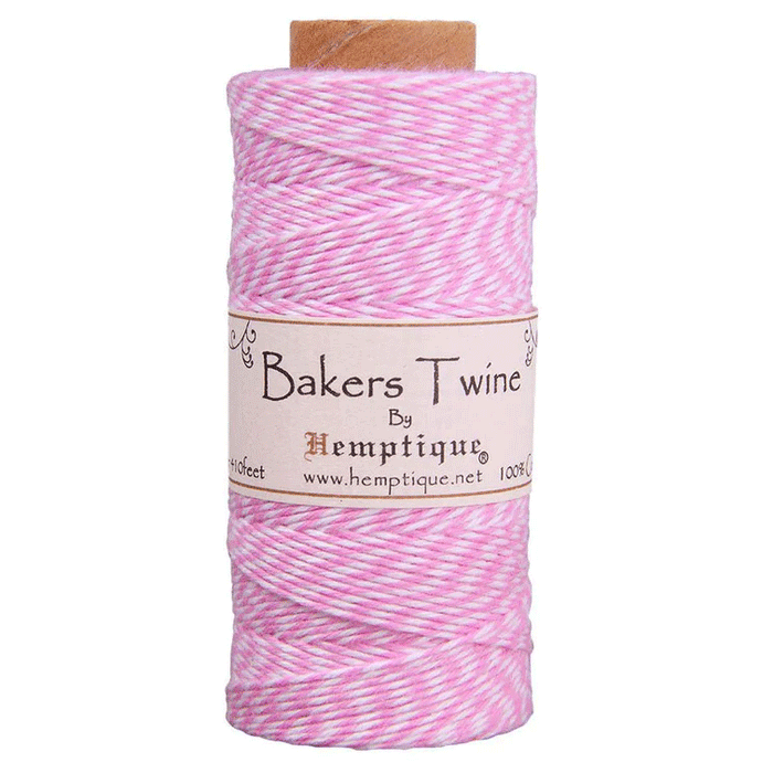 1 mm (3/64") Light Pink and White Cotton Bakers Twine/Cord Spool 162-165
