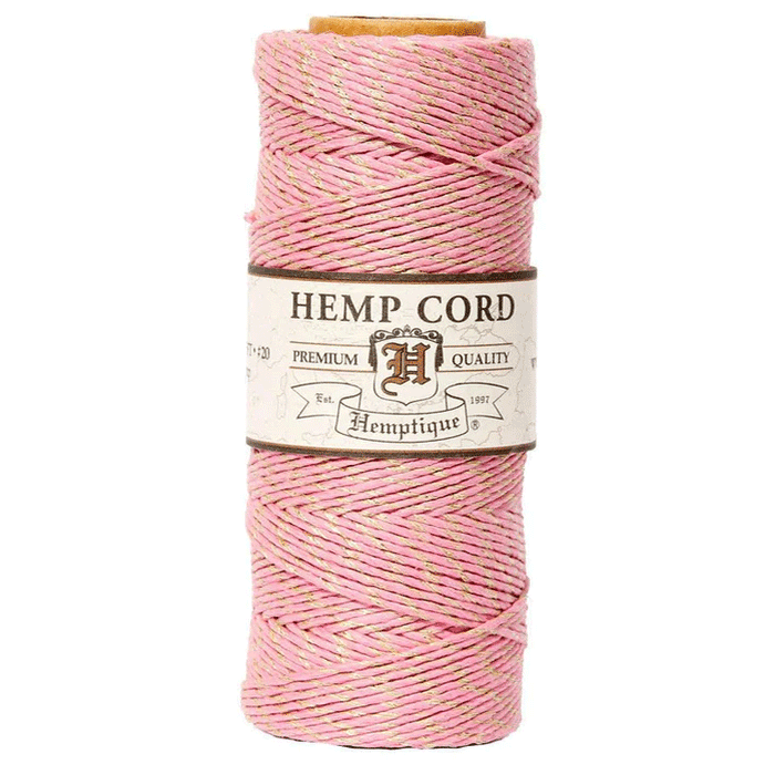 1 mm (3/64") Pink and Gold Metallic Hemp Twine/Cord Spool 162-225
