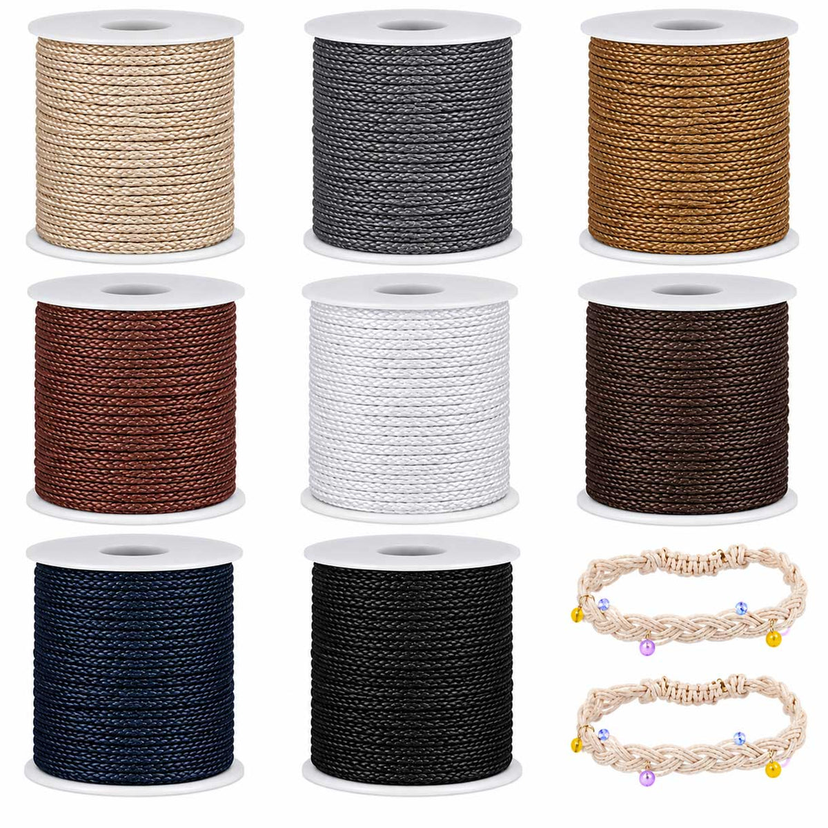 1 mm 8 Pcs 1 Color Each Round Waxed Cotton Cord/Thread 100 yd (91.4 m)/Roll 280-