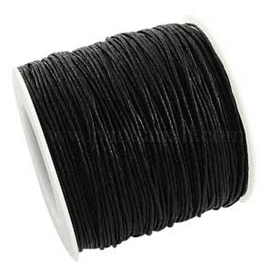 1 mm Black Round Waxed Cotton Cord/Thread 100 yd (91.4 m) 280-