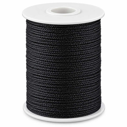 1 mm Black Round Waxed Poly/Cotton Cord/Thread 100 yd (91.4 m) 280-