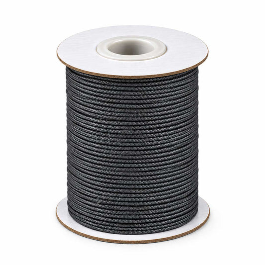 1 mm Dark Gray Round Waxed Polyester Cord/Thread 85 yd (77.5 m) 280-
