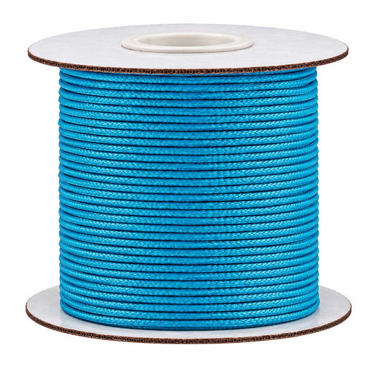 1 mm Deep Sky Blue Round Waxed Polyester Cord/Thread 85 yd (77.5 m) 280-