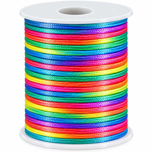 1 mm Rainbow Segmented/Gradient Nylon Rattail Satin Cord/Thread 32.8 yd (30 m) 280-