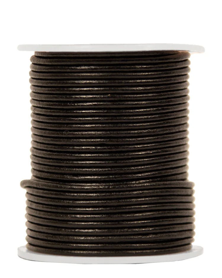 2 mm (5/64") Black Round Leather Cord Spool 22.9 m (75 ft) - Paracord Galaxy