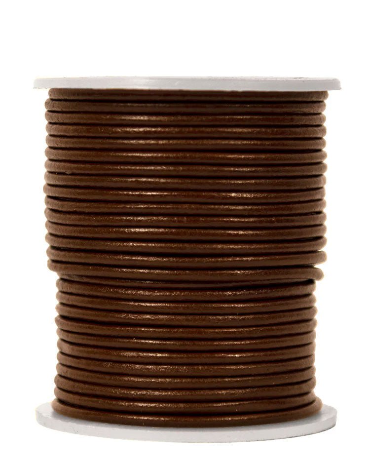 2 mm (5/64") Brown Round Leather Cord Spool 22.9 m (75 ft) - Paracord Galaxy