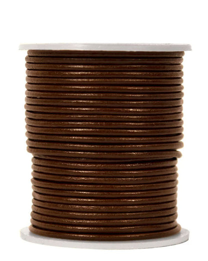 2 mm (5/64") Brown Round Leather Cord Spool. Genuine/Real Leather. - Paracord Galaxy