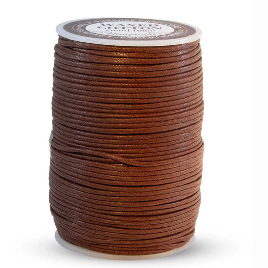 2 mm (5/64") Brown Waxed Cotton Cord/Thread Spool 100 m (328 ft)
