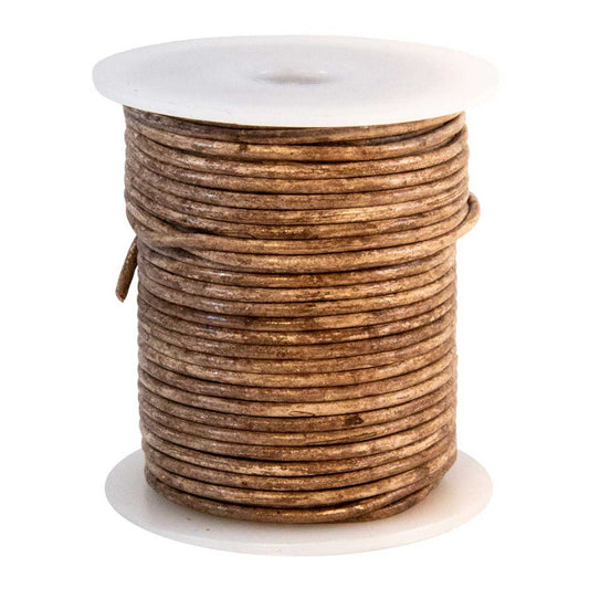 2 mm (5/64") Dark Brown Rustic Round Leather Cord Spool 22.9 m (75 ft)