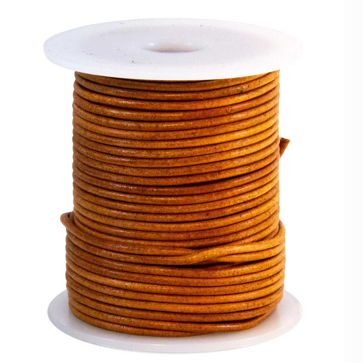 2 mm (5/64") Light Brown Antique Round Leather Cord Spool 22.9 m (75 ft)