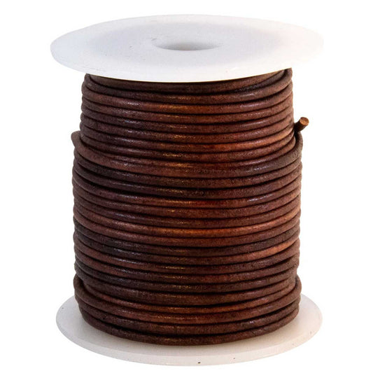 2 mm (5/64") Mustard Antique Round Leather Cord Spool 22.9 m (75 ft)