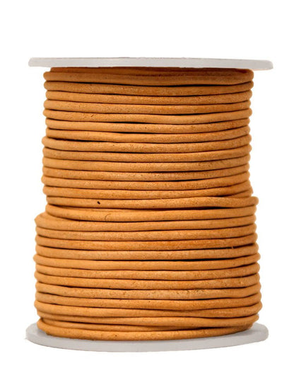 2 mm (5/64") Natural Round Leather Cord Spool. Genuine/Real Leather. - Paracord Galaxy