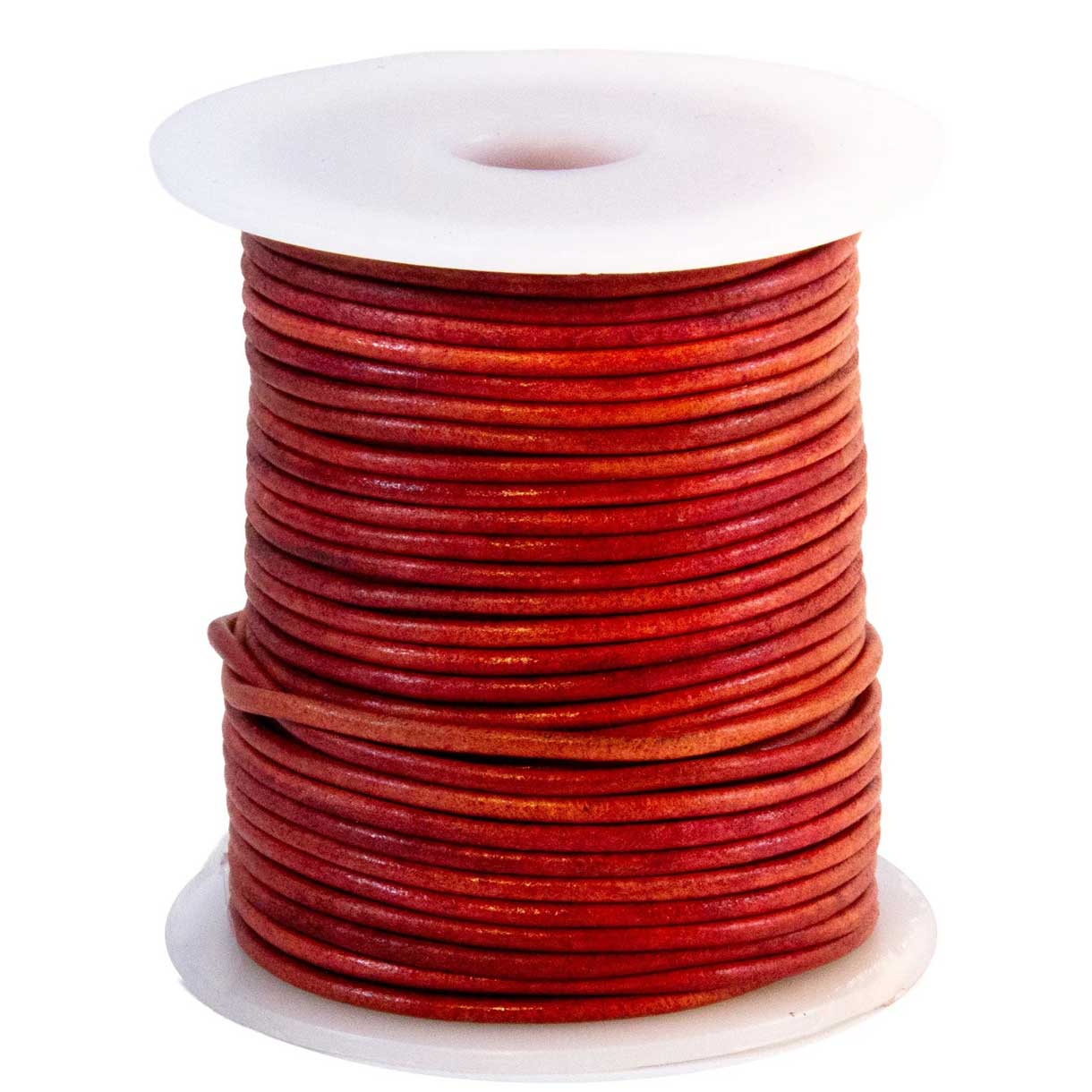 2 mm (5/64") Red Antique Round Leather Cord Spool 22.9 m (75 ft)