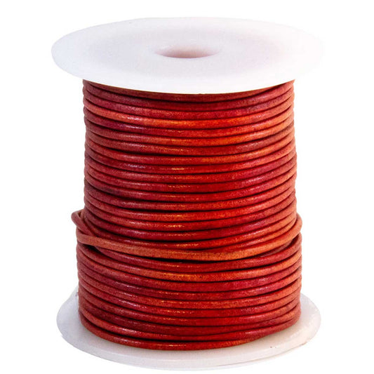 2 mm (5/64") Red Antique Round Leather Cord Spool 22.9 m (75 ft)