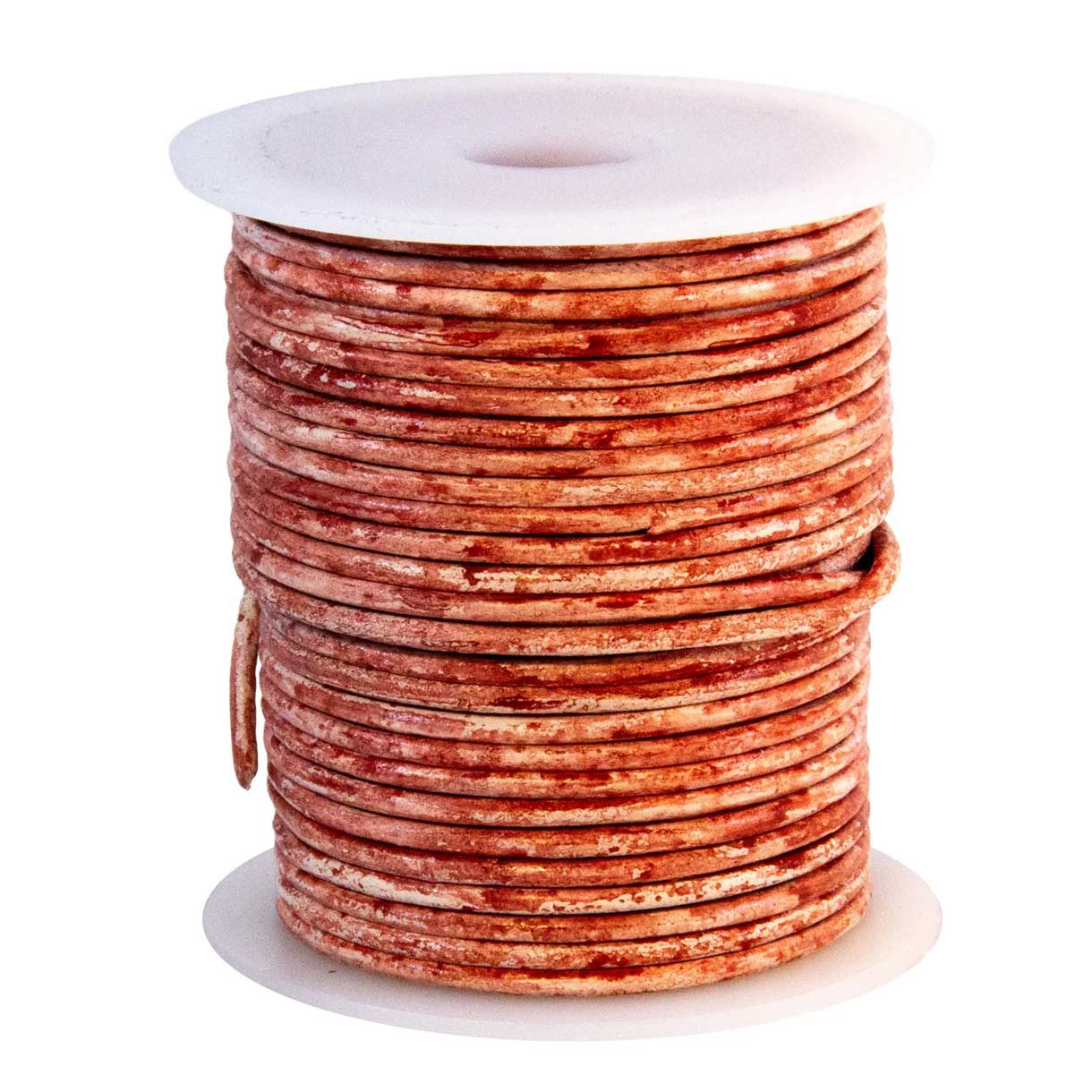 2 mm (5/64") Red Brown Rustic Round Leather Cord Spool 22.9 m (75 ft)