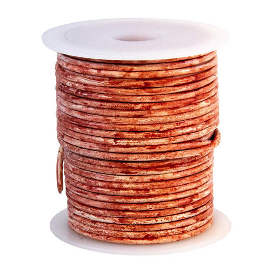 2 mm (5/64") Red Brown Rustic Round Leather Cord Spool 22.9 m (75 ft)