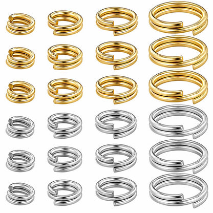 24K Gold and Sterling Silver Plated Brass Split/Double Loop Jump Rings 160 Pieces (1 Set) 280-