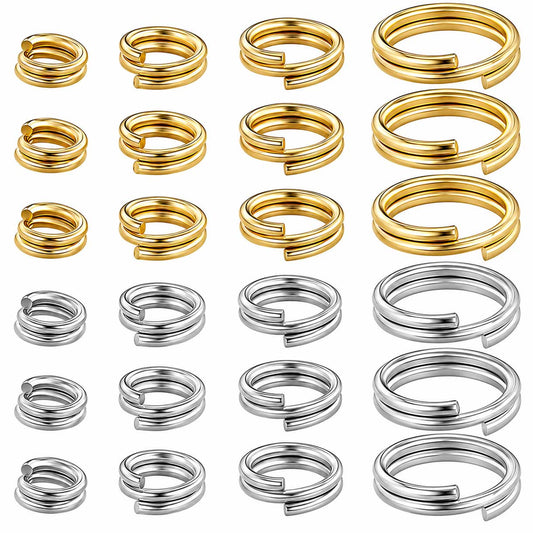 24K Gold and Sterling Silver Plated Brass Split/Double Loop Jump Rings 160 Pieces (1 Set) 280-