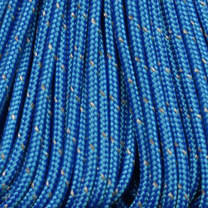 275 Paracord Reflective Blue Made in the USA Polyester/Nylon (50 FT.) - Paracord Galaxy