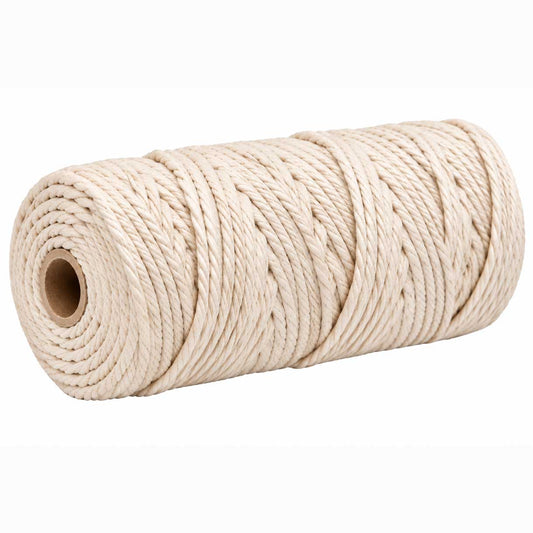 2 Pcs. 3 mm ((3/32") Bisque Twisted Cotton Macrame Rope 100 m (109 yd) Per Spool 280-