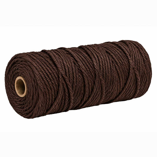 2 Pcs. 3 mm ((3/32") Coconut Brown Twisted Cotton Macrame Rope 100 m (109 yd) Per Spool 280-