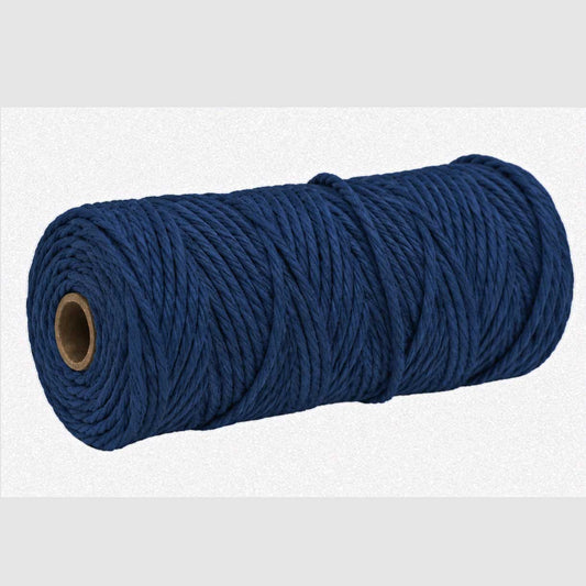 2 Pcs. 3 mm ((3/32") Dark Blue Twisted Cotton Macrame Rope 100 m (109 yd) Per Spool 280-
