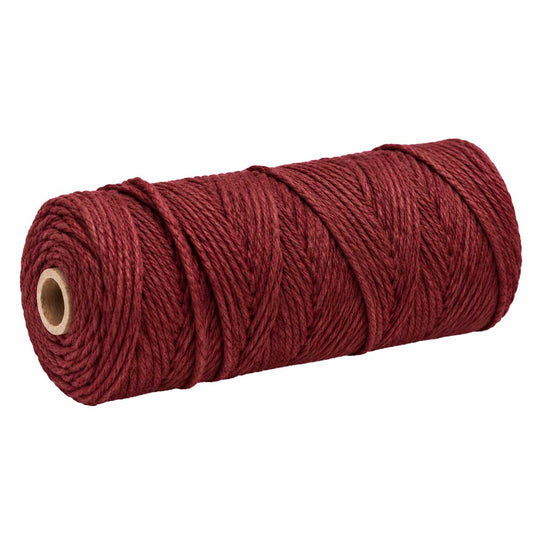 2 Pcs. 3 mm ((3/32") Dark Red Twisted Cotton Macrame Rope 100 m (109 yd) Per Spool 280-