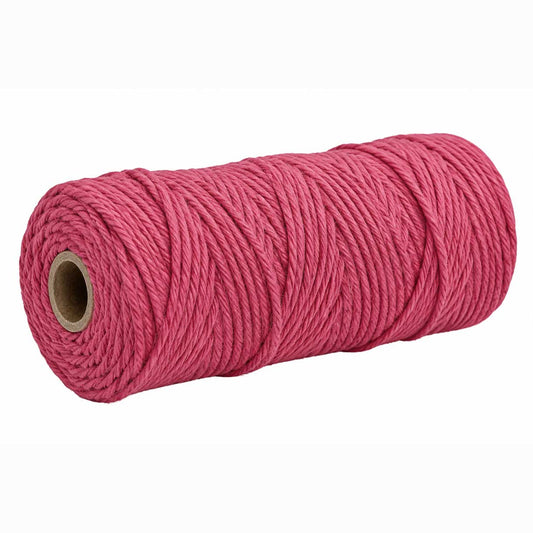 2 Pcs. 3 mm ((3/32") Deep Pink Twisted Cotton Macrame Rope 100 m (109 yd) Per Spool 280-