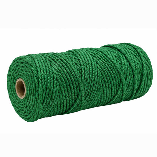 2 Pcs. 3 mm ((3/32") Green Twisted Cotton Macrame Rope 100 m (109 yd) Per Spool 280-