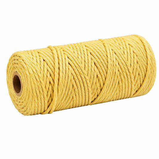 2 Pcs. 3 mm (3/32") Lght Yellow Twisted Cotton Macrame Rope 100 m (109 yd) Per Spool 280-